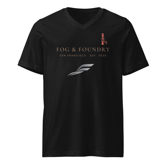 San Francisco v-neck tee black front — Fog & Foundry