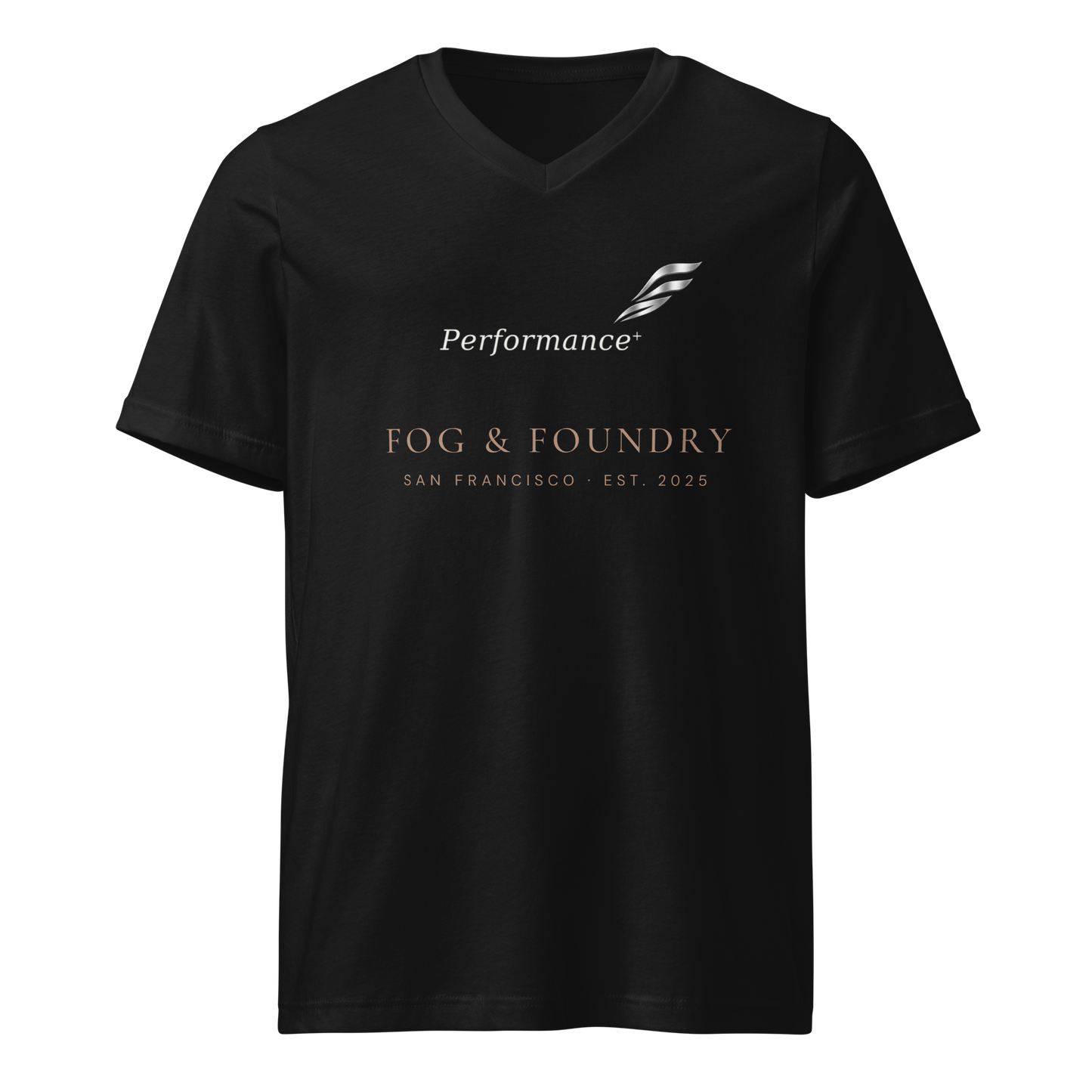 Performance+ V-Neck black front — Fog & Foundry