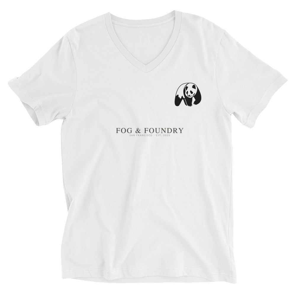 Short sleeve v-neck t-shirt white front — Fog & Foundry