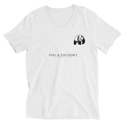 Short sleeve v-neck t-shirt white front — Fog & Foundry