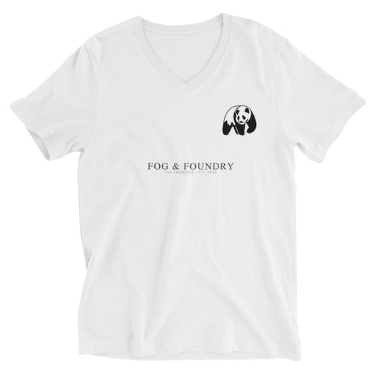 Short sleeve v-neck t-shirt white front — Fog & Foundry