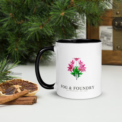 The Lily mug black 11oz left — Fog & Foundry
