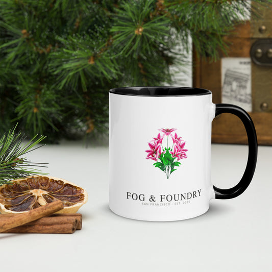 The Lily mug black 11oz right — Fog & Foundry