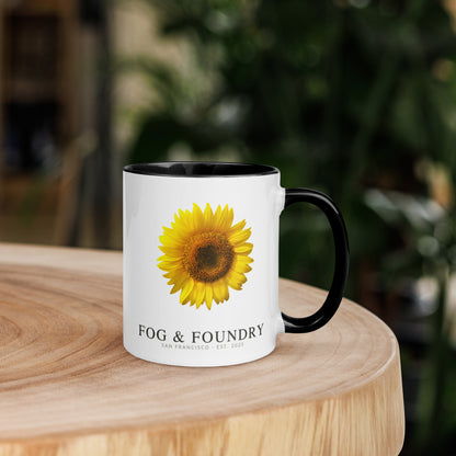 The Sunflower mug black 11oz right — Fog & Foundry