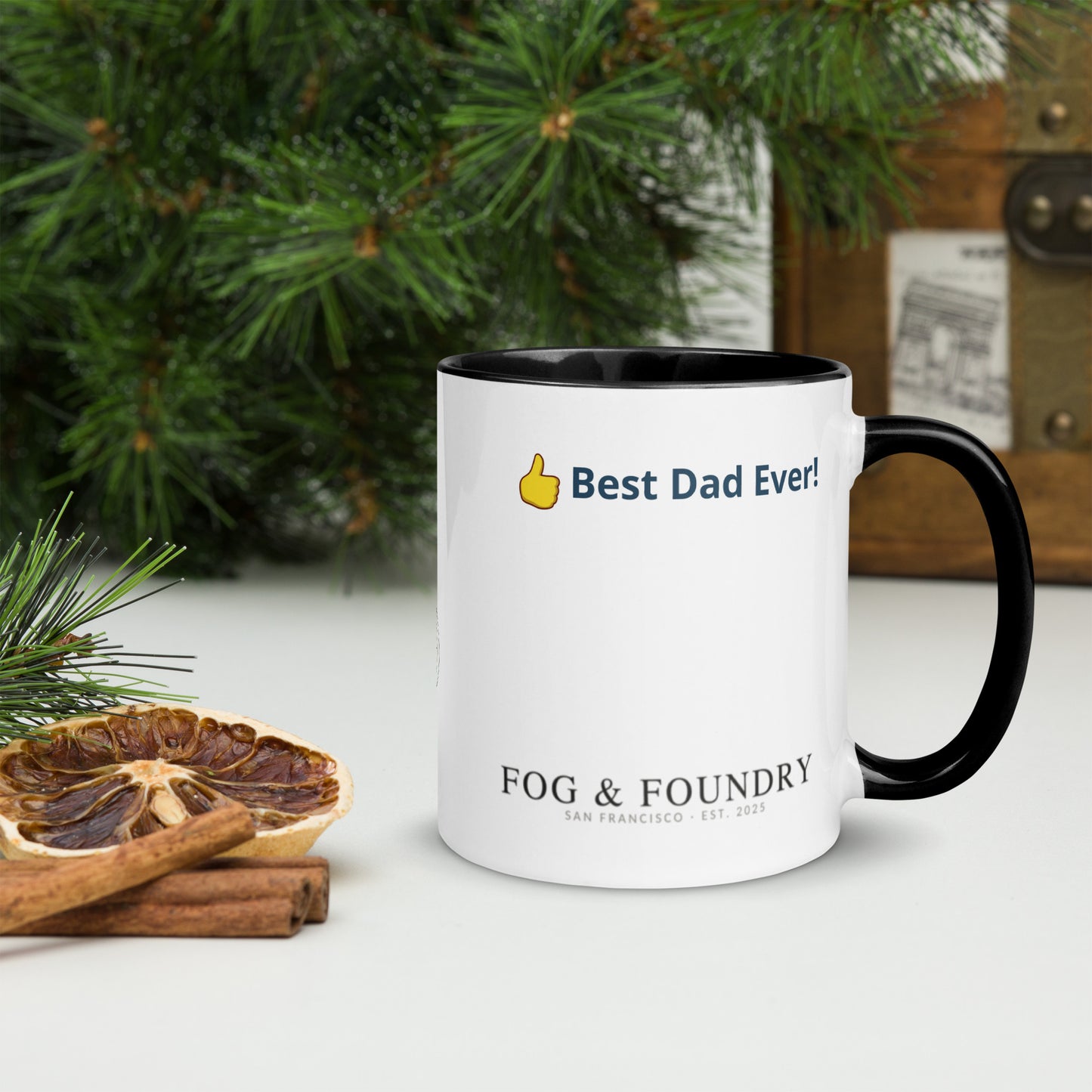 The Best Dad Ever mug black 11oz right — Fog & Foundry