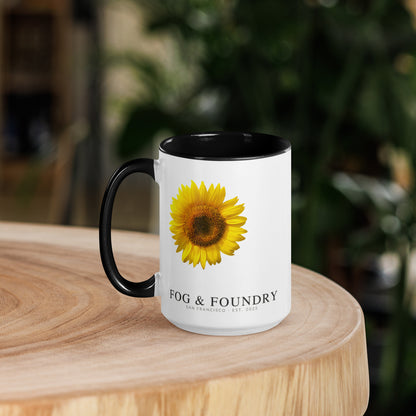 The Sunflower mug black 15oz left — Fog & Foundry