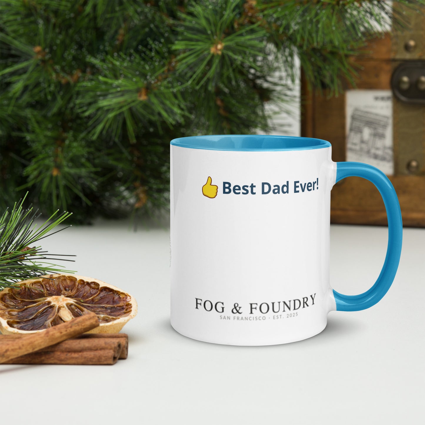 The Best Dad Ever mug blue 11oz right — Fog & Foundry