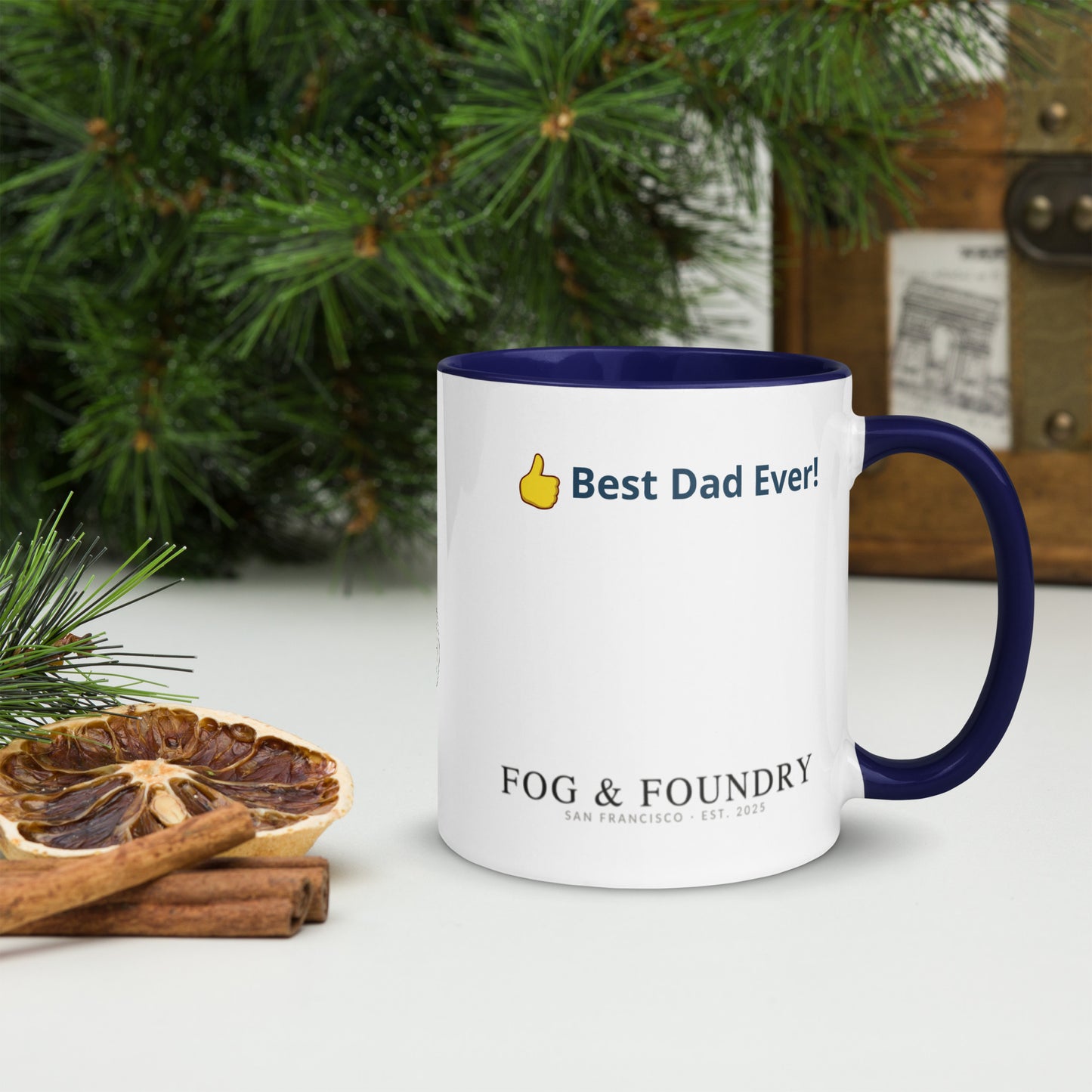 The Best Dad Ever mug dark blue 11oz right — Fog & Foundry
