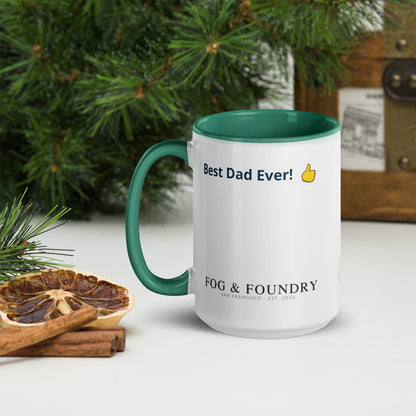 The Best Dad Ever mug dark green 15oz left — Fog & Foundry