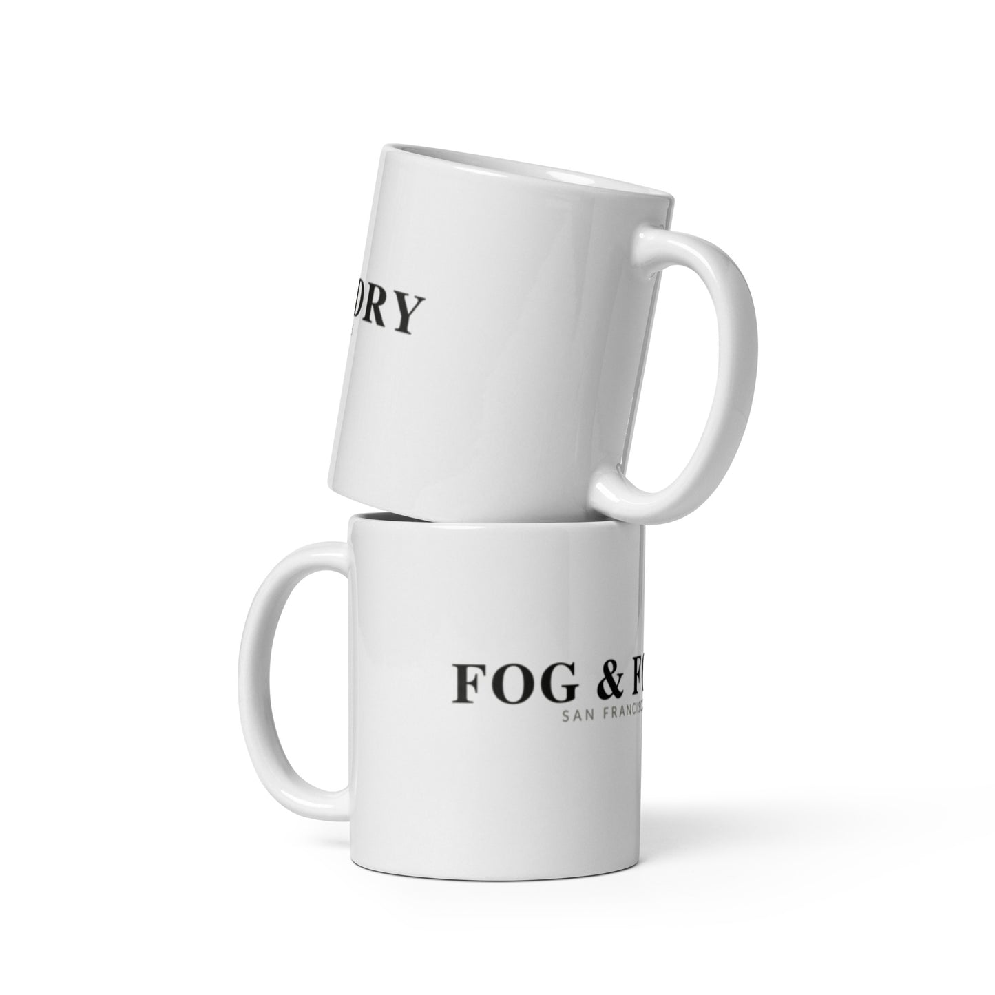 White glossy ceramic mug 11oz front — Fog & Foundry