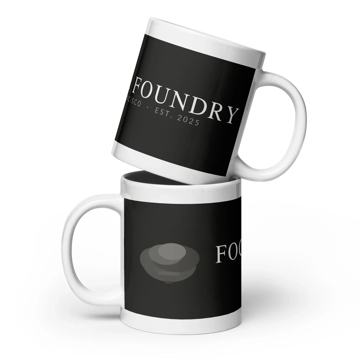 White glossy ceramic mug 20oz front — Fog & Foundry