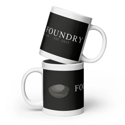 White glossy ceramic mug 20oz front — Fog & Foundry