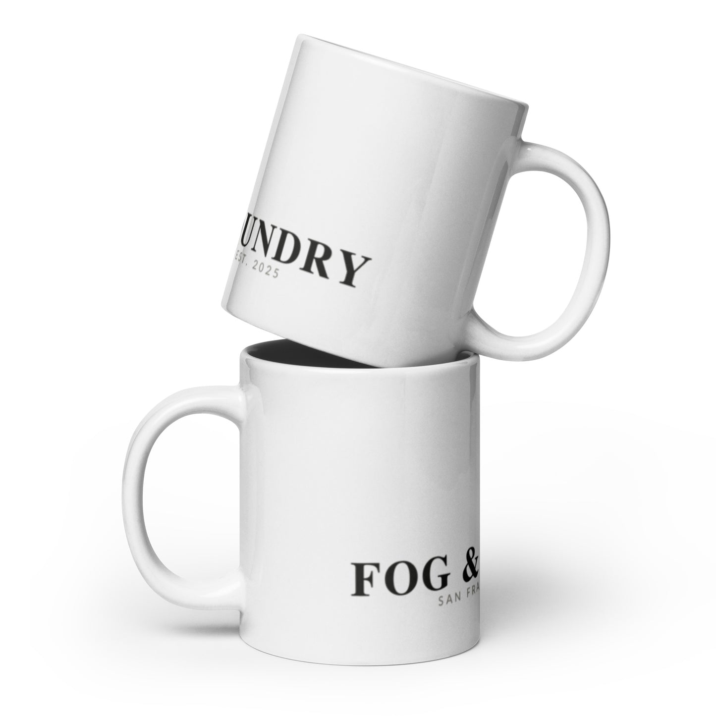 White glossy ceramic mug 20oz front — Fog & Foundry