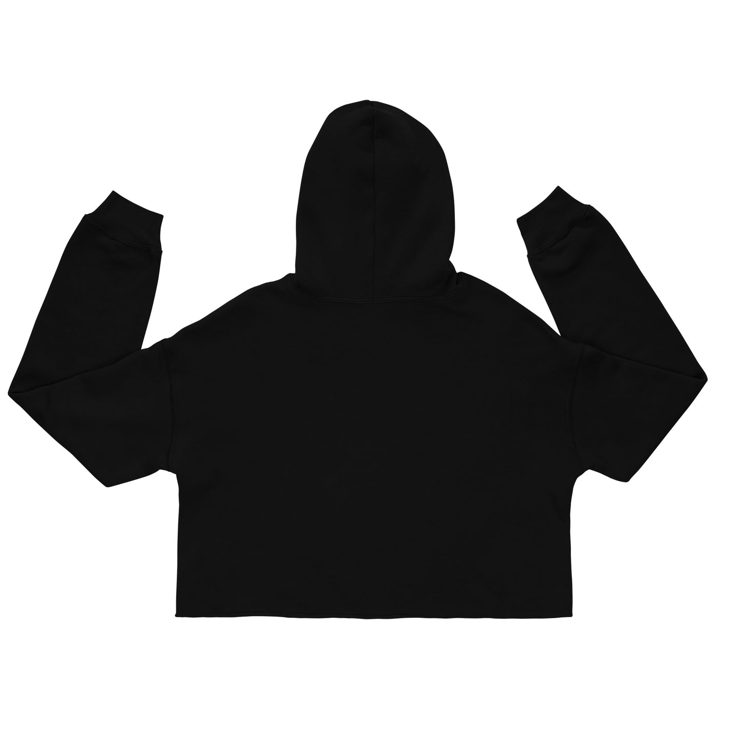 Cropped fleece hoodie raw hem black back — Fog & Foundry