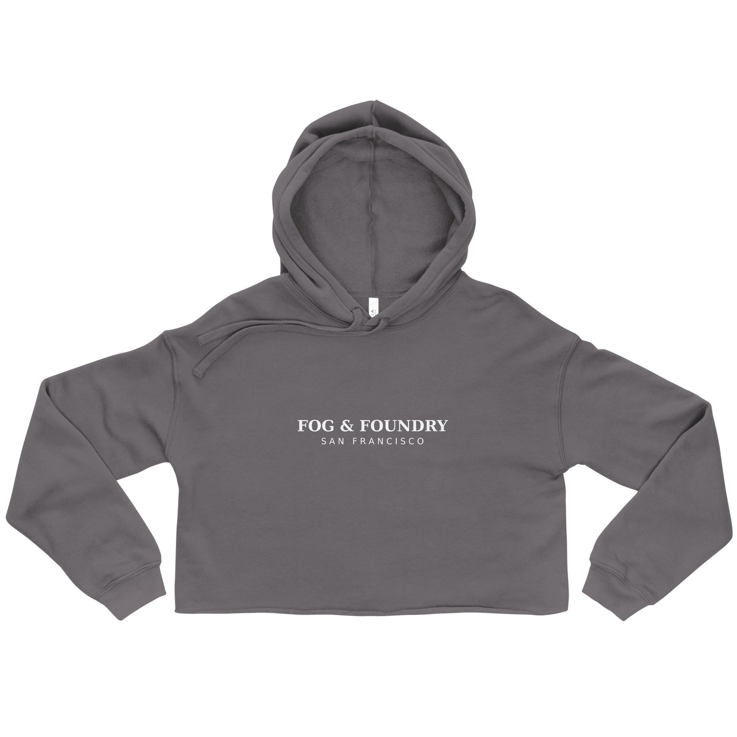 Cropped fleece hoodie raw hem storm front — Fog & Foundry