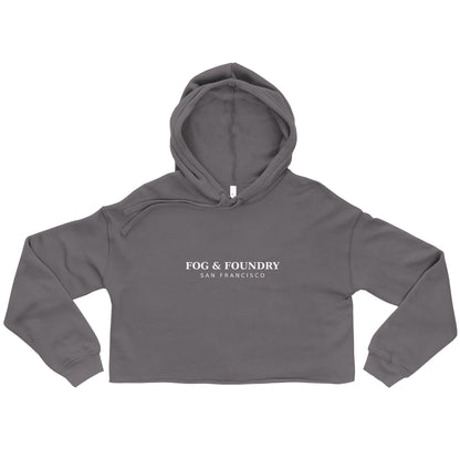 Cropped fleece hoodie raw hem storm front — Fog & Foundry