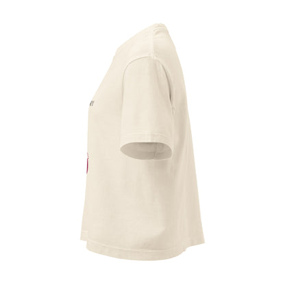 Boxy mid-length tee ivory left — Fog & Foundry