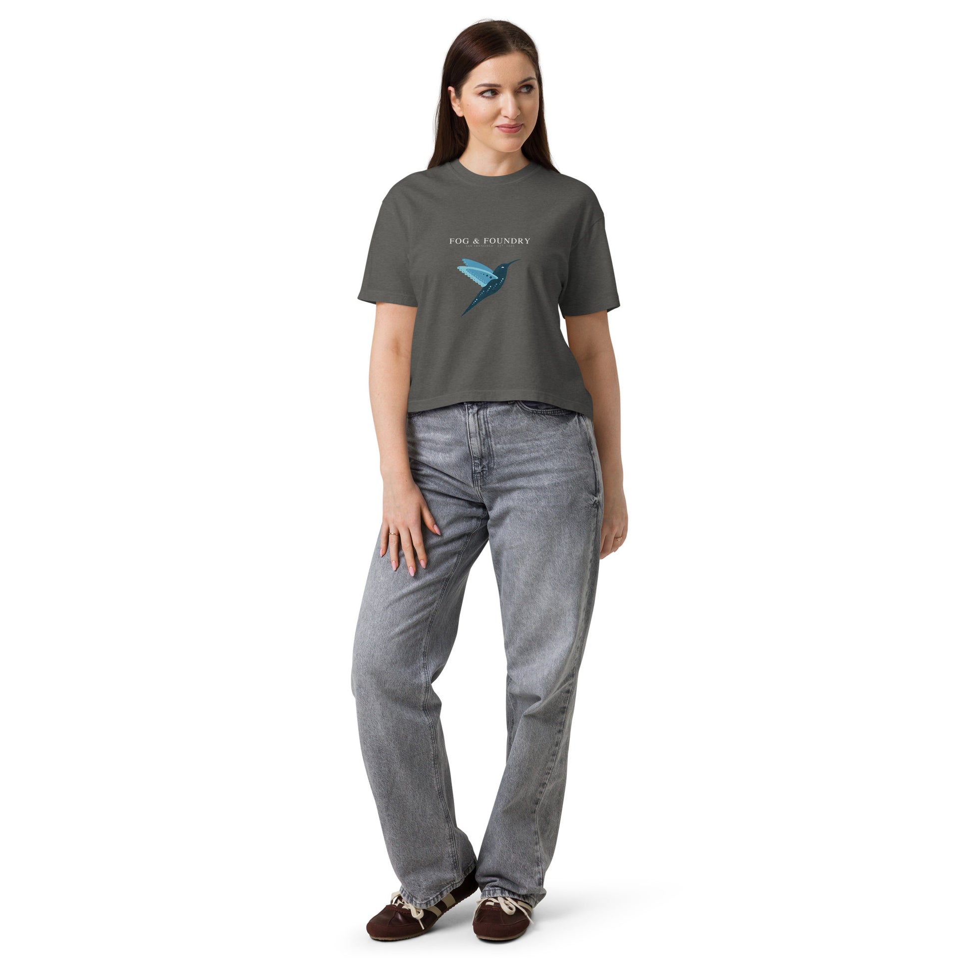 Garment-dyed boxy tee pepper front — Fog & Foundry