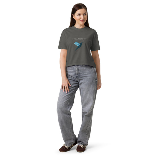 Garment-dyed boxy tee pepper front — Fog & Foundry
