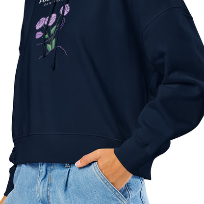 Organic cotton mid-length hoodie product details — Fog & Foundry