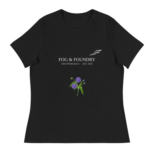 Morning Glory relaxed t-shirt black front — Fog & Foundry