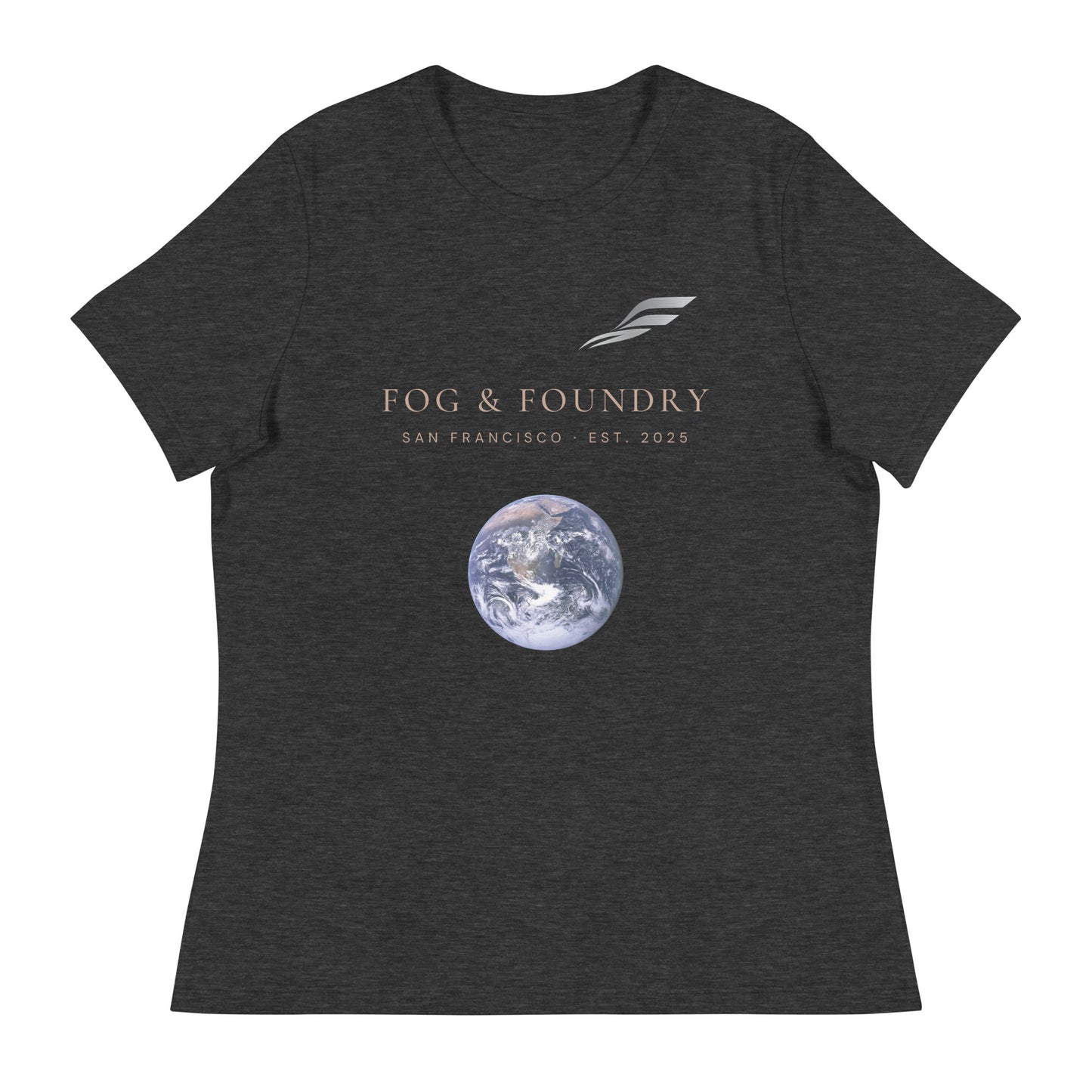 Relaxed tee dark colors dark grey heather front — Fog & Foundry