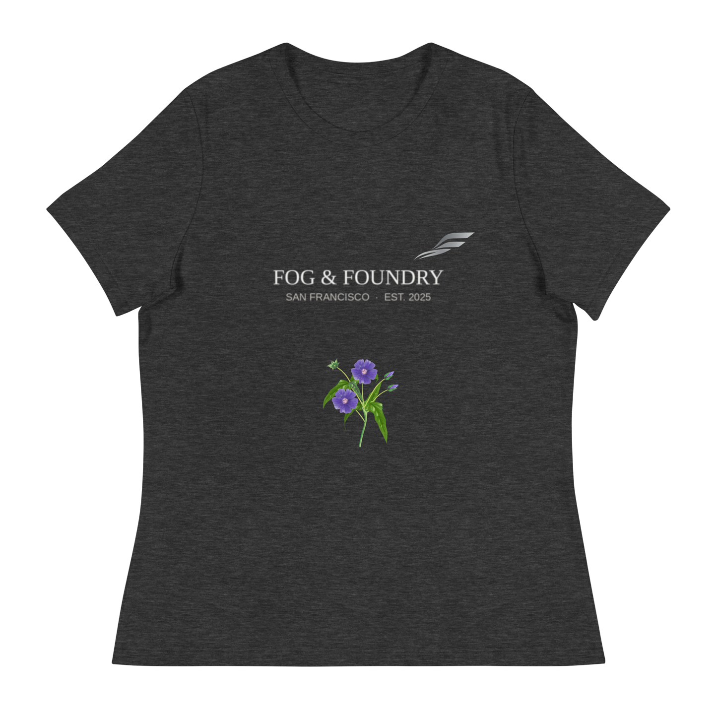 Morning Glory relaxed t-shirt dark grey heather front — Fog & Foundry