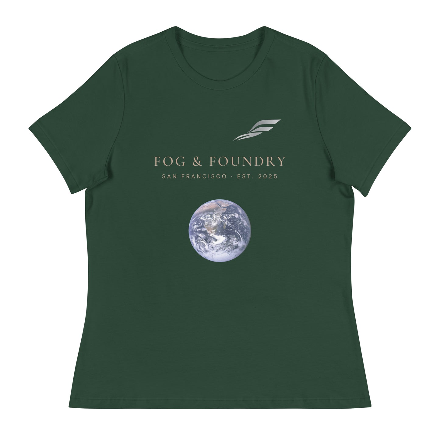 Relaxed tee dark colors forest green front — Fog & Foundry