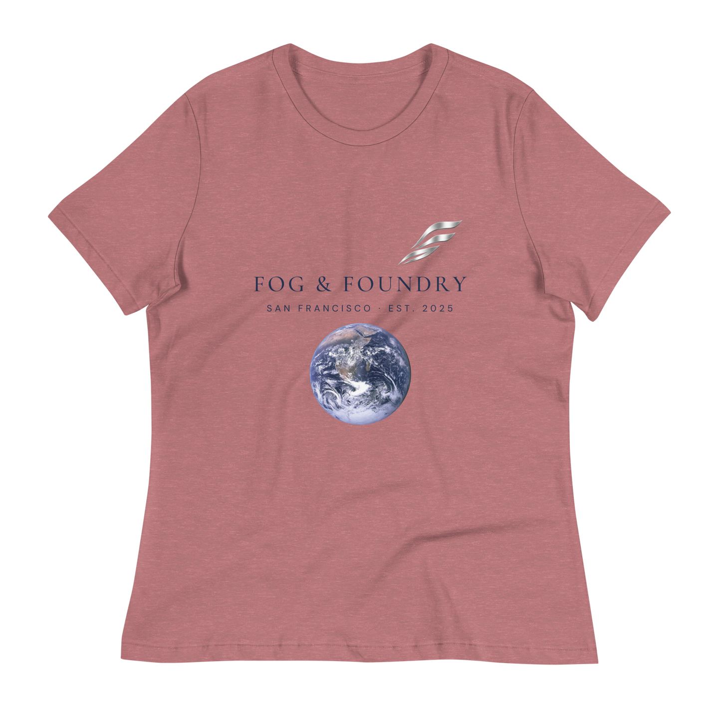 Relaxed tee light colors heather mauve front — Fog & Foundry