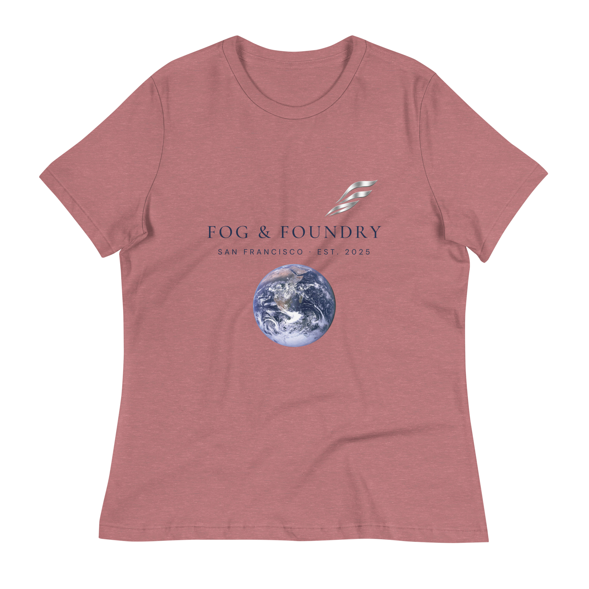 Relaxed tee light colors heather mauve front — Fog & Foundry