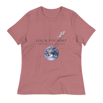 Relaxed tee light colors heather mauve front — Fog & Foundry