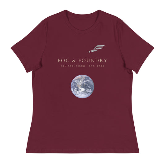 Relaxed tee dark colors maroon front — Fog & Foundry