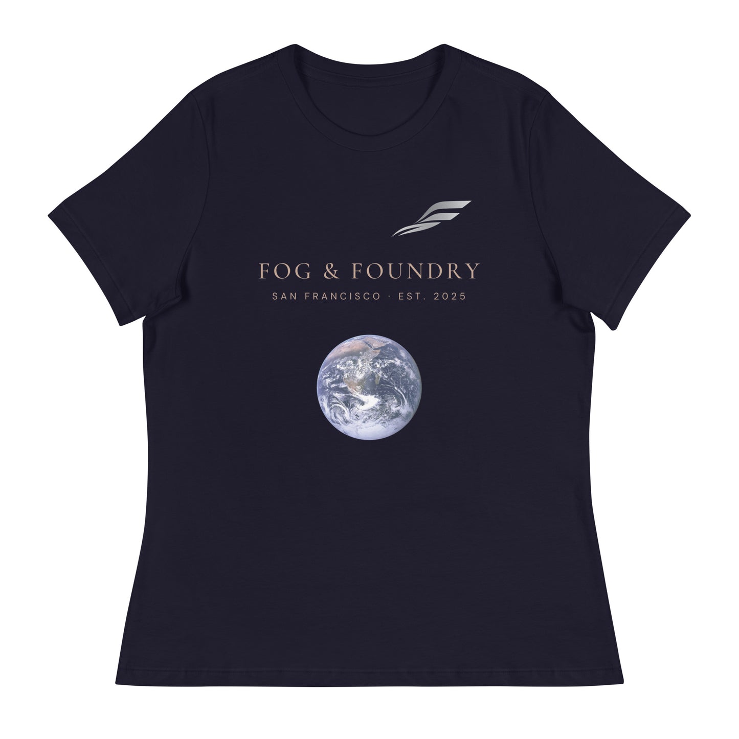 Relaxed tee dark colors navy front — Fog & Foundry