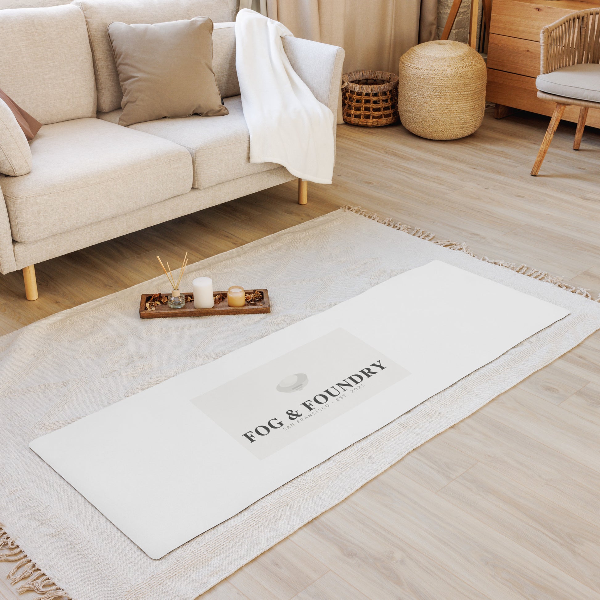 Yoga mat light logo front — Fog & Foundry